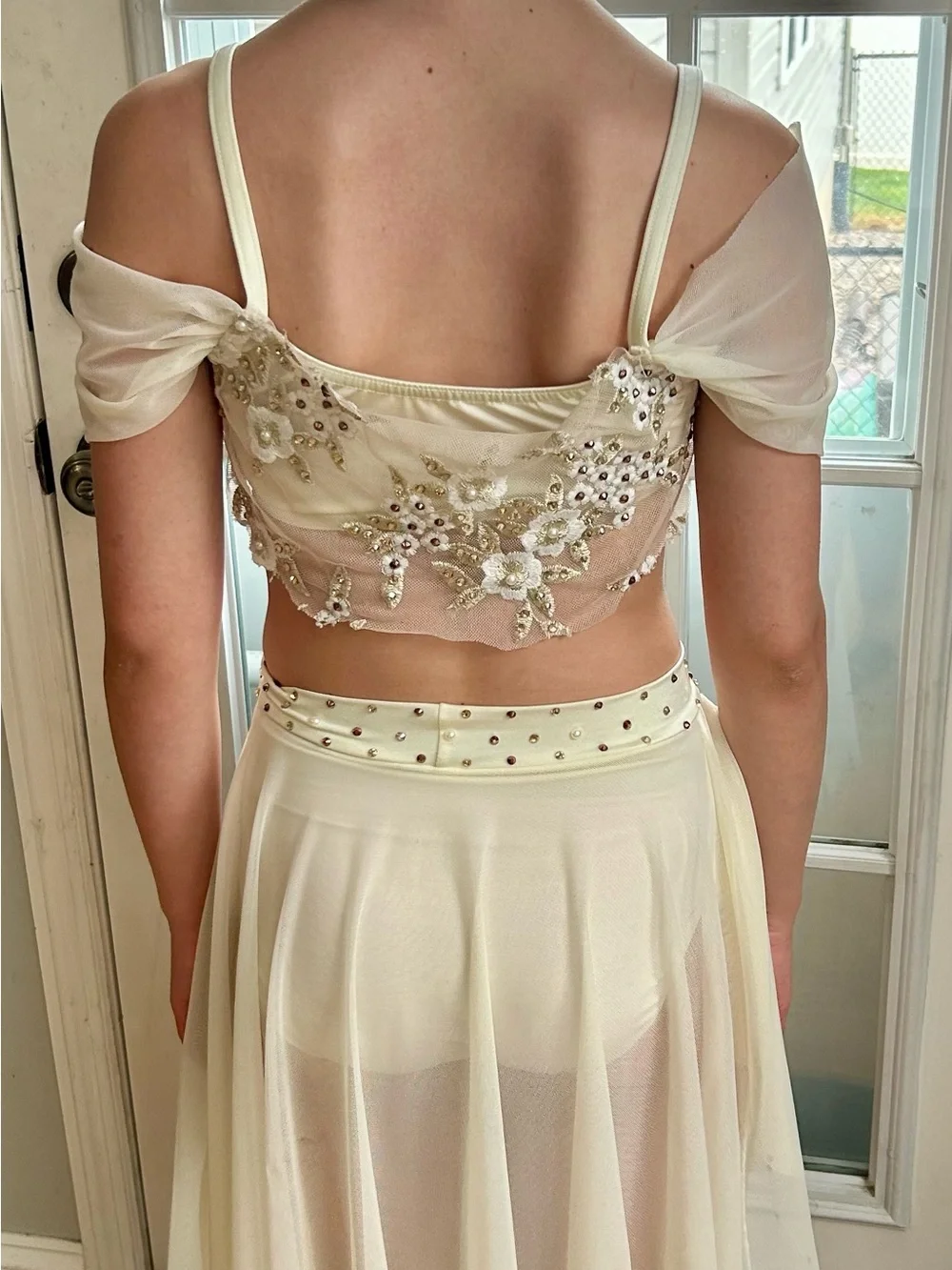 Kelle Cream/Ivory Embellished Two-Piece Dance Costume - Picture 2 of 3
